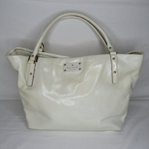 Kate Spade White Patent Leather FLICKER Tote Purse Bag